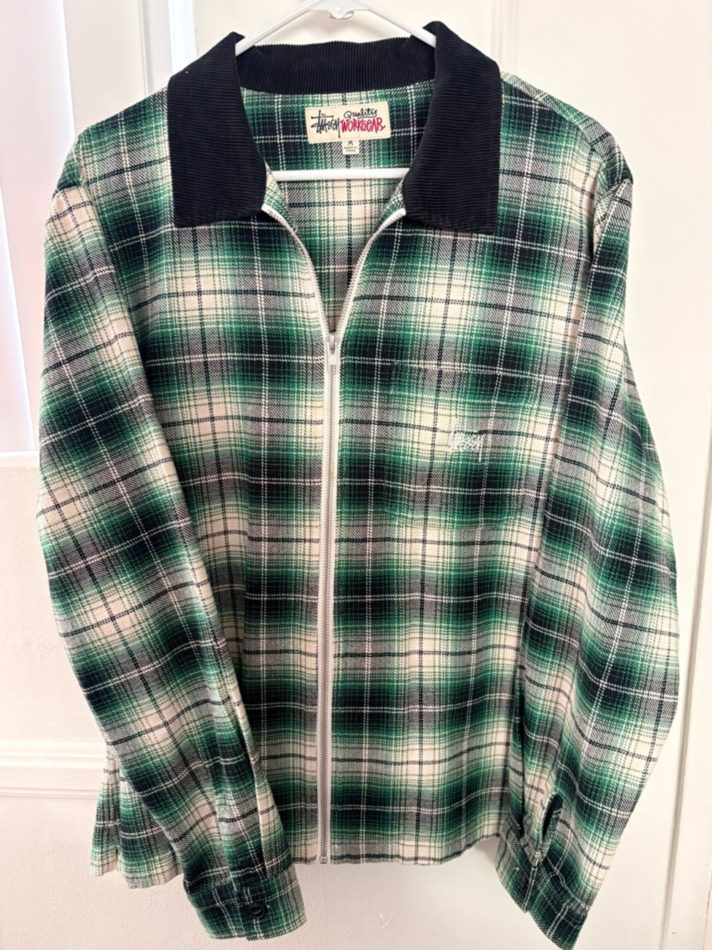 Stussy Frank Green Plaid Zip-Up Shirt Jacket M